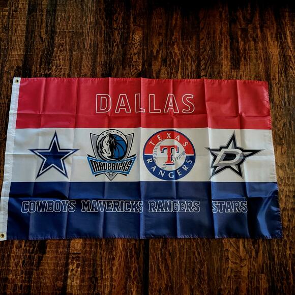Dallas Teams Flag Banner New 3x5 Ft Cowboys‎ Rangers Mavs Stars Mancave Garage - Picture 2 of 3